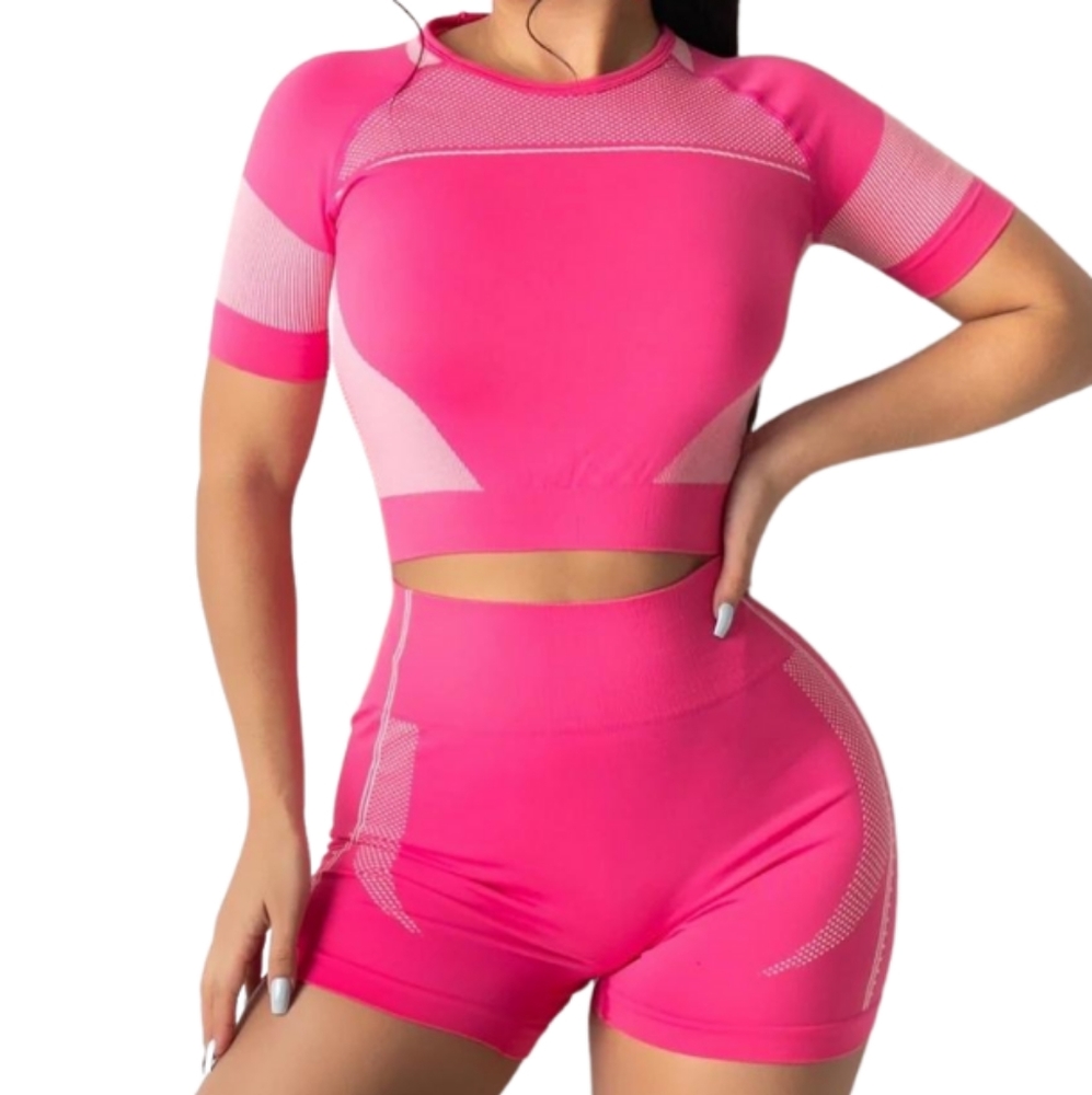 Seamless Biker Short Set - Pink